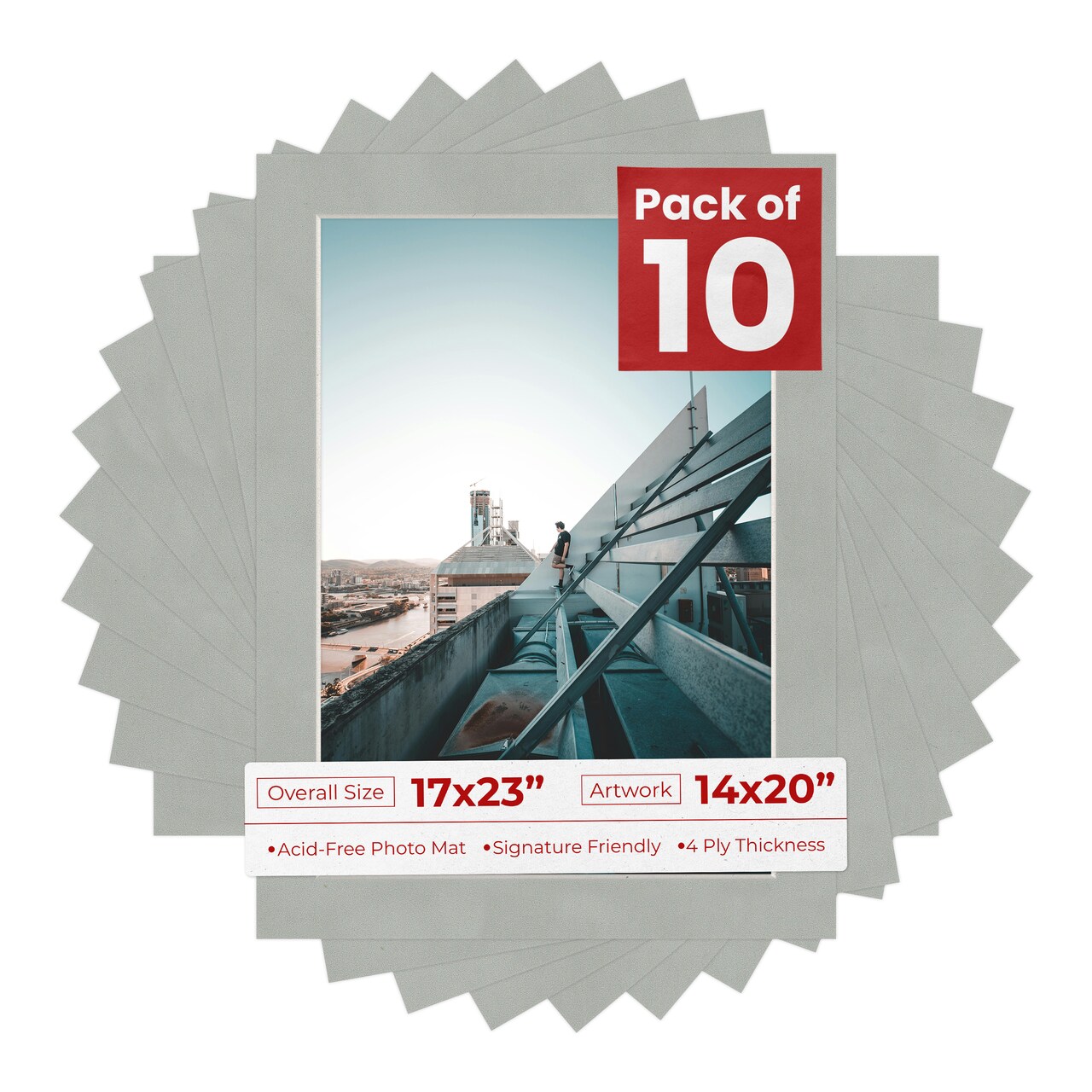 Light Grey Suede Mat Board for 17x23 Frames - Fits 14x20 Photos